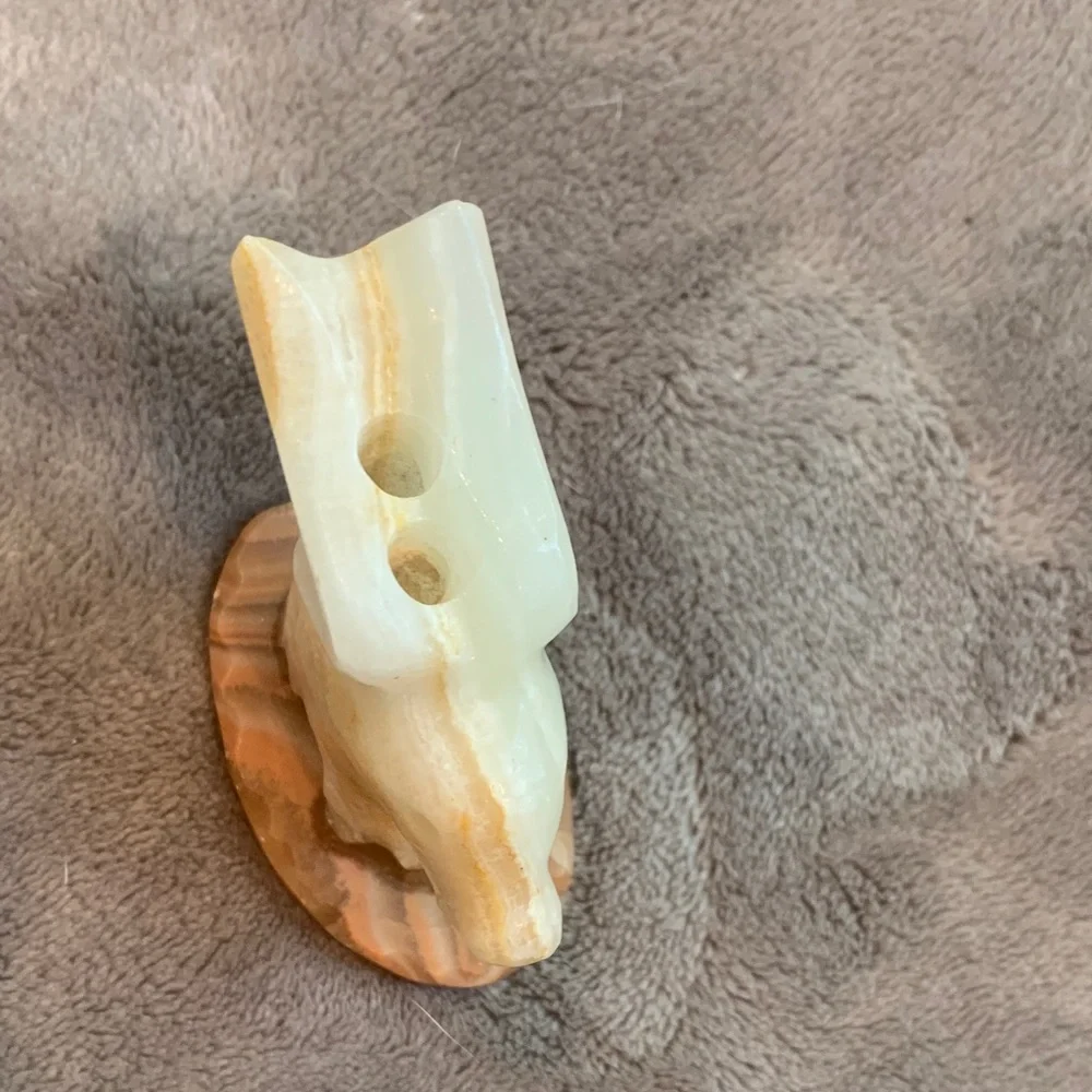 Vintage onyx/alabaster stone Donkey Pencil Holder for Desk